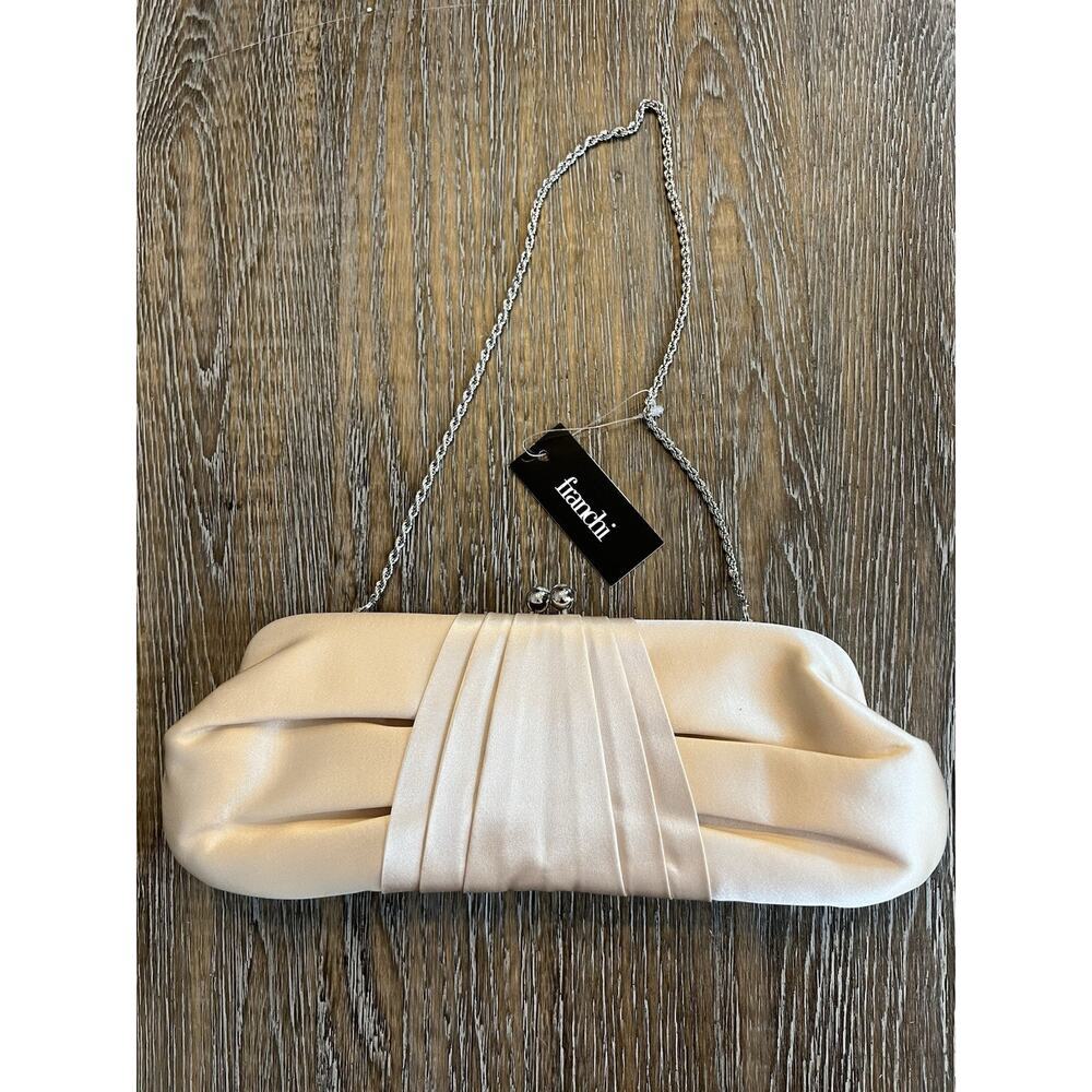NWT Franchi Evening Champagne Gold %100 Silk Small Handbag Clutch